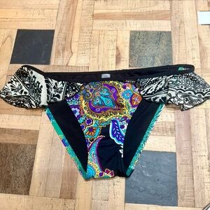 NWOT Victoria's Secret Paisley Print Ruffle Edge Cheeky Swim Bottom
